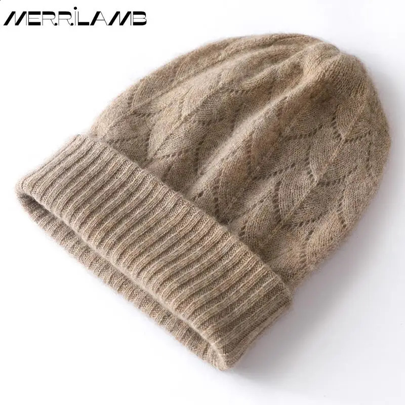 High quality winter hat womens cashmere knitted solid jacquard skull hat beans 241205