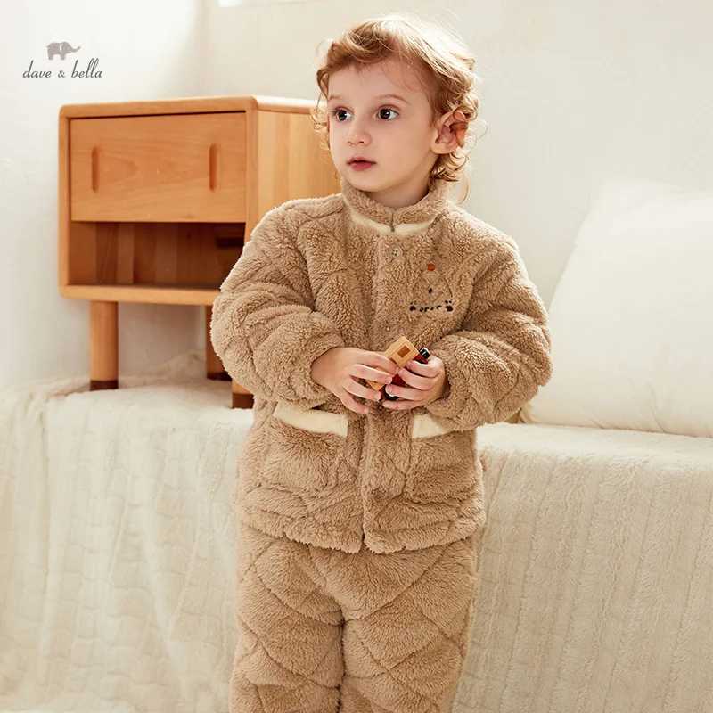 Pajamas Dave Bella Boys Children Pajamas Suit 2023 Winter New Sleepwear Sets Fashion Casual Comfortable Cool Warm Two-Piece DB4237994 H241205