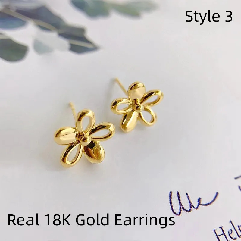 YUNLI Real 18K gold clover stud earrings pure AU750 heart-shaped earrings womens exquisite jewelry gifts 241205