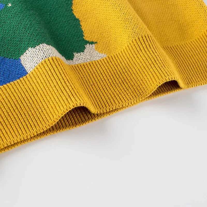 2024 Winter New Childrens Knitted Sweater Warm Boys Parachute Top Casual Long Sleeve O-Collar Pullover Splicing Work Childrens Clothing W241205