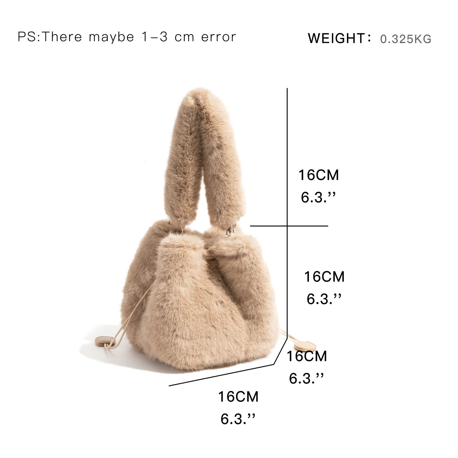 Womens fashionable plush faux fur small bucket homeless handbag 241205