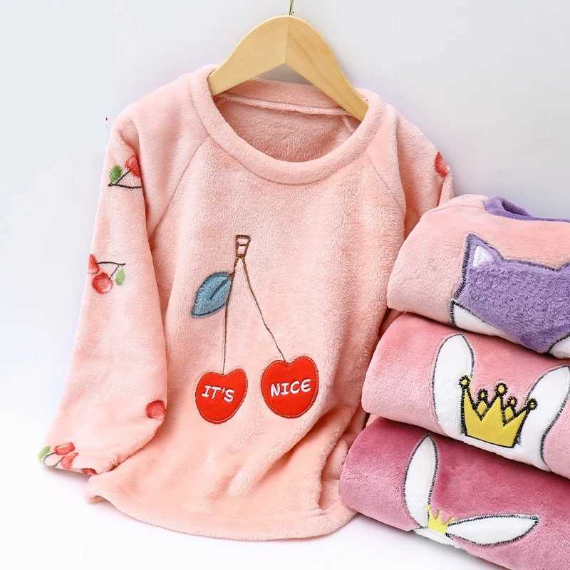 Pajamas Winter Childrens Pajamas Kids Plush Thick Pajama Set Sleepwear Nightwear Boy Girl Pyjamas Warm Rabbit Pijamas for 6 10 14 Years H241205