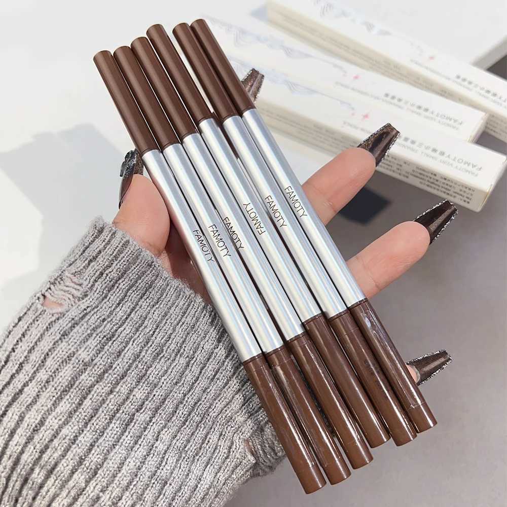 Double headed matte eye brush makeup pen waterproof long-lasting black brown gray stain free eye brush crayon W241205