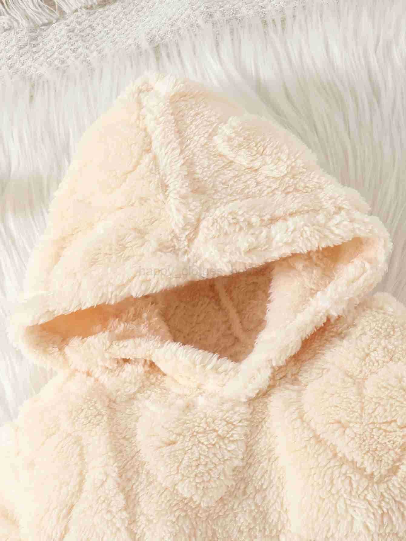 0-2 years old baby autumn and winter warm and comfortable love fur pattern hooded top + love fur pattern pants two-piece setXJ241205