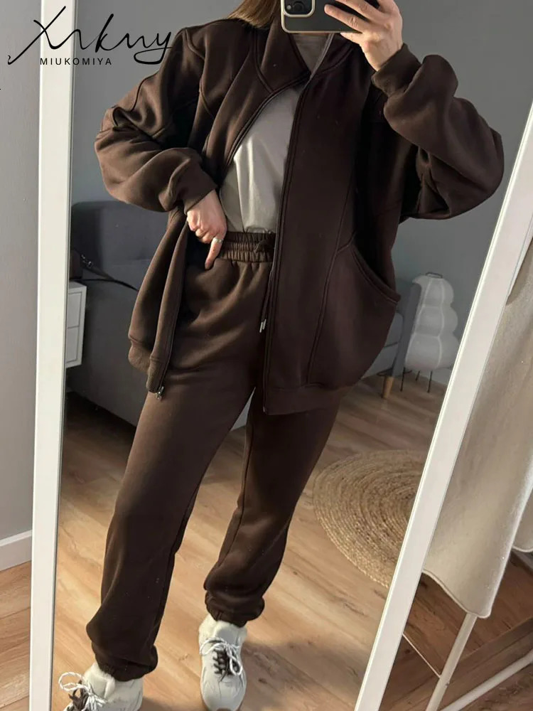 Autumn Zipper Tracksuit Women Two Piece Set Outfits Sports Trouser Suits for Women Pants Sets Woman 2 Pieces Oversize Sweatshirt 241204