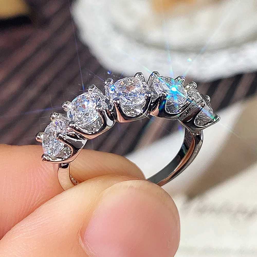 Hot selling single row laboratory moissanite ring elegant crystal for women 925 sterling silver ring wedding jewelry size 6-10 W241205