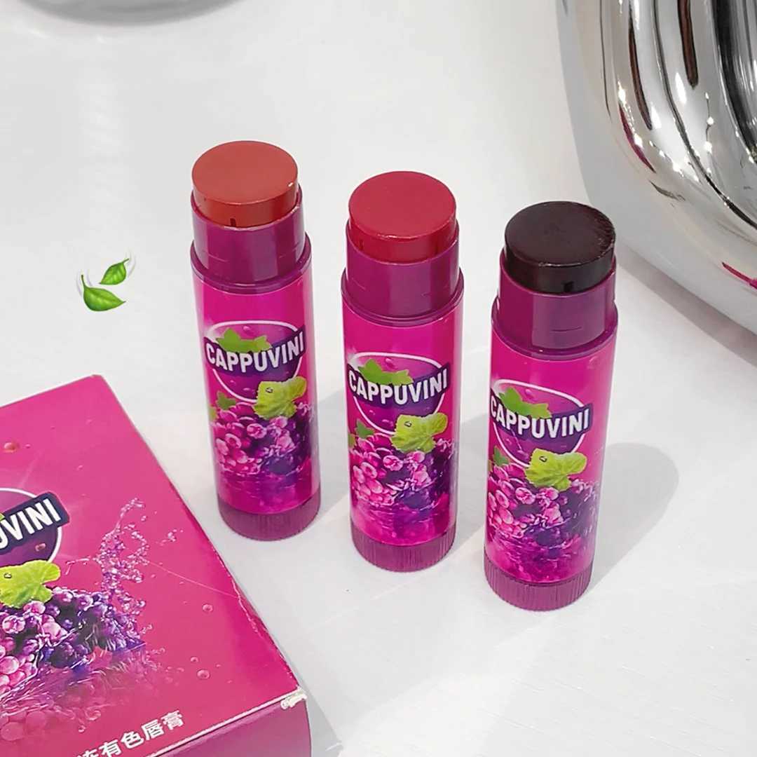 Fruit Grapes Lip Balm Moisturizing Lipstick Makeup Cherries Red Orange Solid Colored Jelly Lip Tint Nude Lipstick Primer MakeupXJ241205