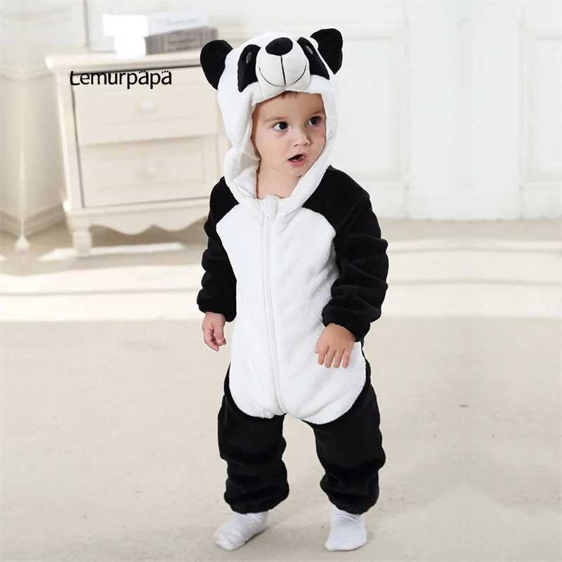 Pajamas 0-4 Year Baby Kawaii Romper Boy Girl Kigurumis Onesie Winter Warm Cozy Suit Animal Cow Costume Home Jumpsuit Child Funny Clothes H241205
