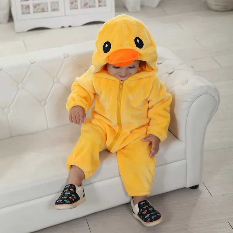 Pajamas Lemurpapa Kigurumis Duck Baby Bodysuits Boys Girls Anime Onesie Cosplay Costume Baby Romper Infant Soft Flannel Halloween 0-3Y H241205