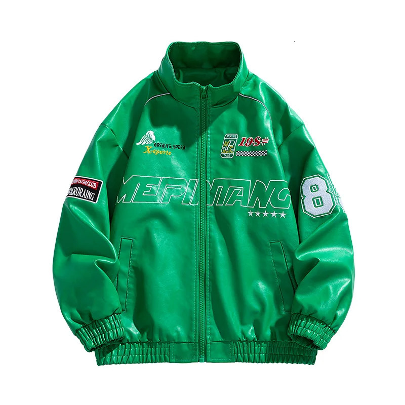 American leather jacket mens autumn and winter street Pilot motorcycle clothing hip-hop fashion loose and handsome top 241205