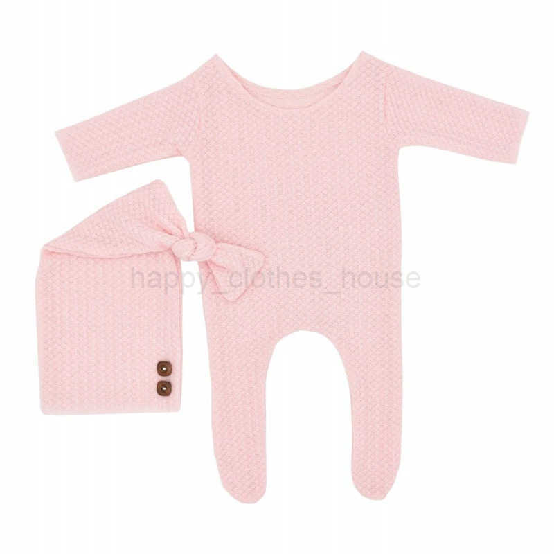 2 Pcs/Set Baby Hat Romper Newborn Photography Props Knitted Jumpsuit Long Tail Cap Kit Infants Photo Shooting Clothing OutfitsXJ241205