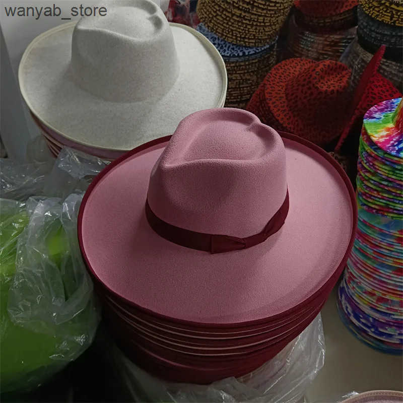 Cloches Love top fedora new peak bridge fedora large size monochrome new neutral fedora brim large size jazz hat winter L240910