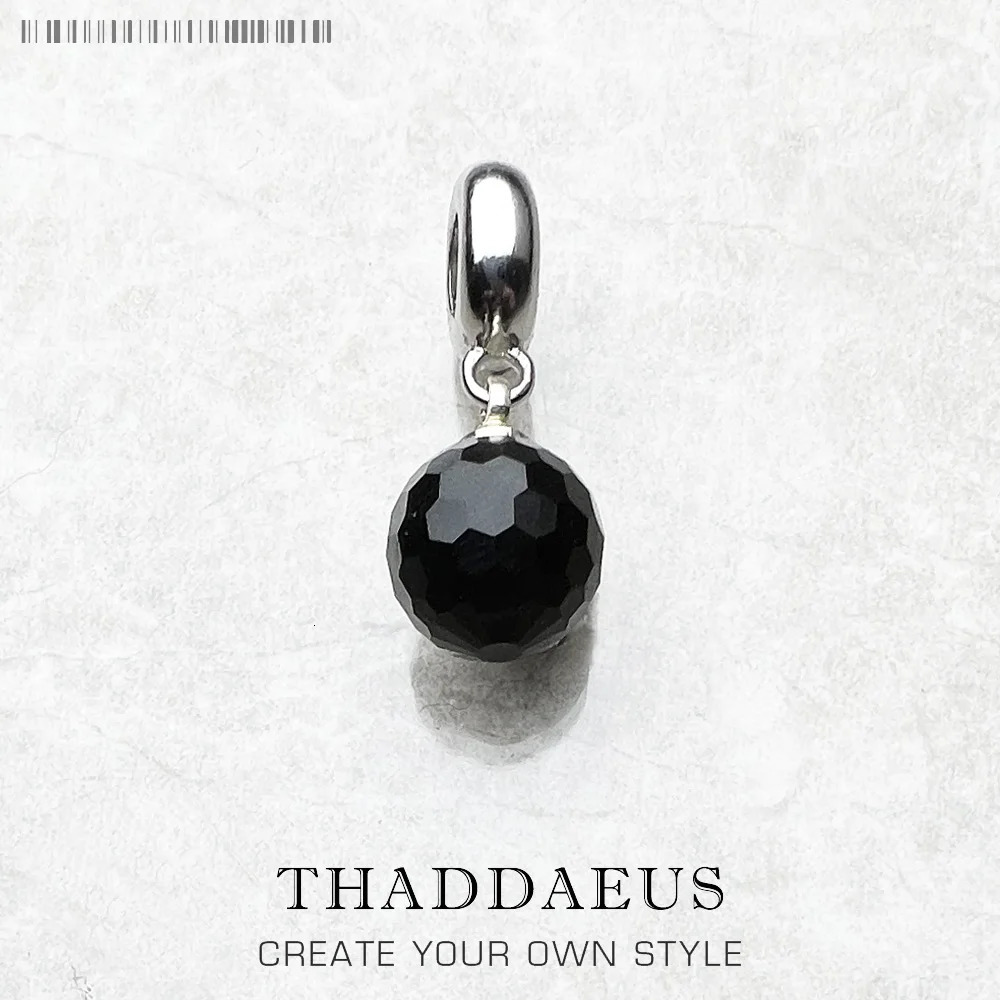 Black Gray Hanging Crystal 925 Sterling Silver Suncatchers Faceted Ball Pendant Charm For Women 241122