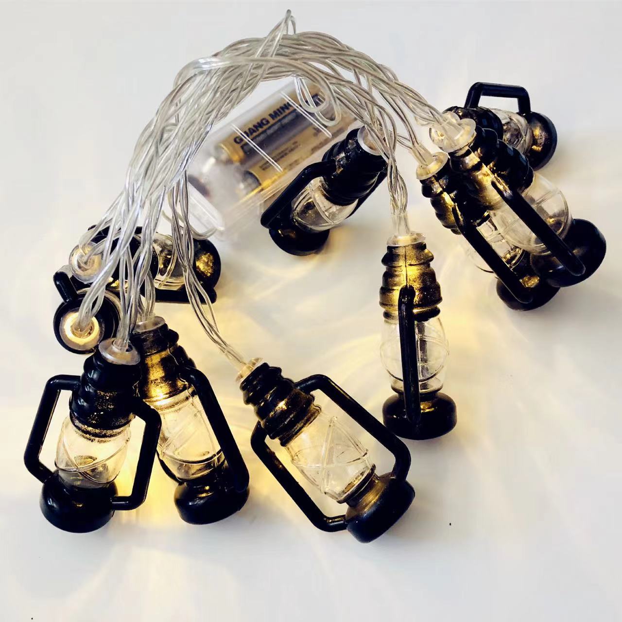 Outdoor Decoration Vintage Kerosene Bottle Lights Tent Canopy Decoration Camp Setup Colourful Light String