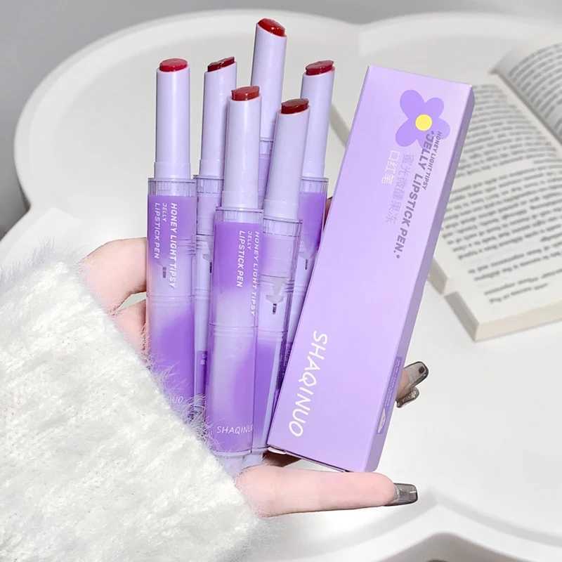 Jelly Lipstick Pencil Mirror Water Solid Lip Glaze Punk Red Brown Lipgloss Moisturising Lipstick Waterproof Non-stick Cup KoreanXJ241205