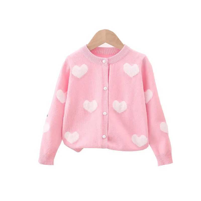 Clothing for childrens girls 2023 autumn mink love girl wool cardigan wool cute baby sweater for children aged 3 to 8 W241205