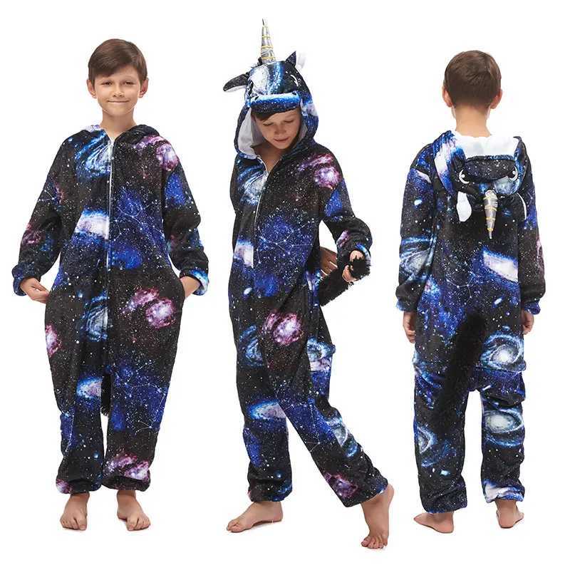 Pajamas Girl Boy Pajamas Cartoon Animal Dog Onesie One-piece Hooded Jumpsuit Kids Overalls Costume Fox Kigurumi Sleepwear Pijama H241205