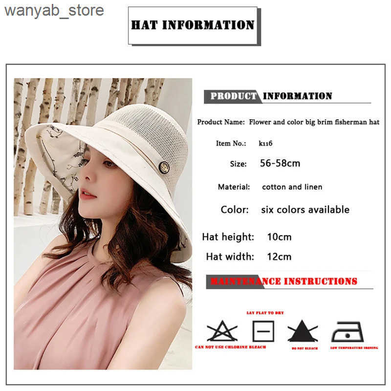 Cloches K116 womens bucket hat Panama fashion sun umbrella breathable fisherman protective hat summer hat beach sun hat breathable L240910