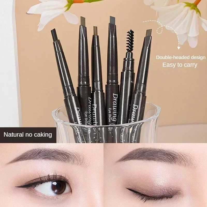 Double ended eyebrow enhancer pencil tattoo waterproof and durable professional eyebrow pen with eyebrow brush natural eye makeup W241205