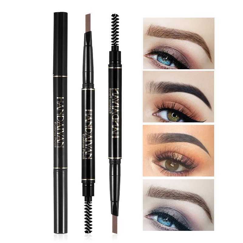 HANDAIYAN five color dual head pencil with brush automatic rotating eyebrow pencil waterproof stain free triangular eyebrow pencil W241205