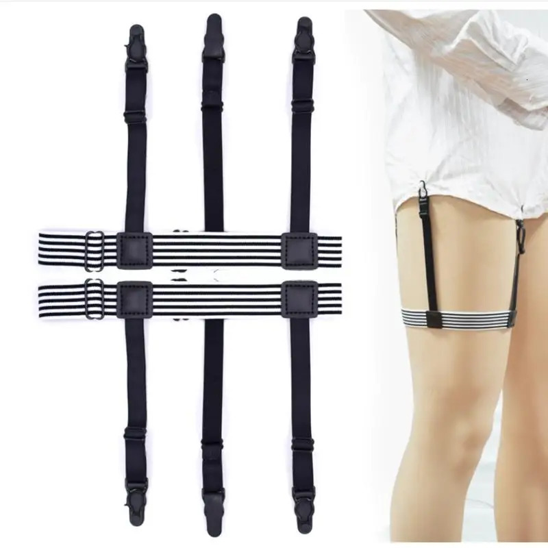 1 Pair Elastic Mens Shirt Stays Striped Suspenders Straps Antiskid Belt Garters Nylon Adjustable Holders For Male 241122