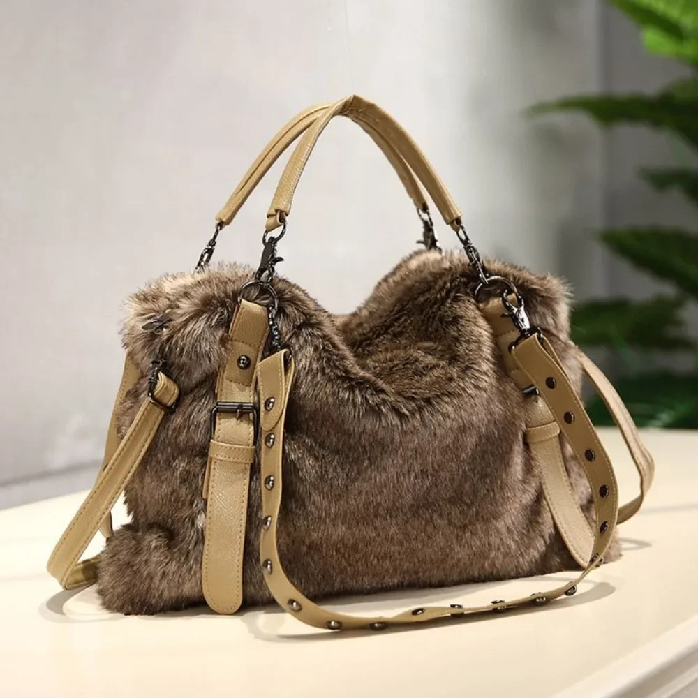Wool Velvet Womens Autumn/Winter Felt Bag Korean Wave Handbag Fashion Shoulder Bag Messenger Bag 241205