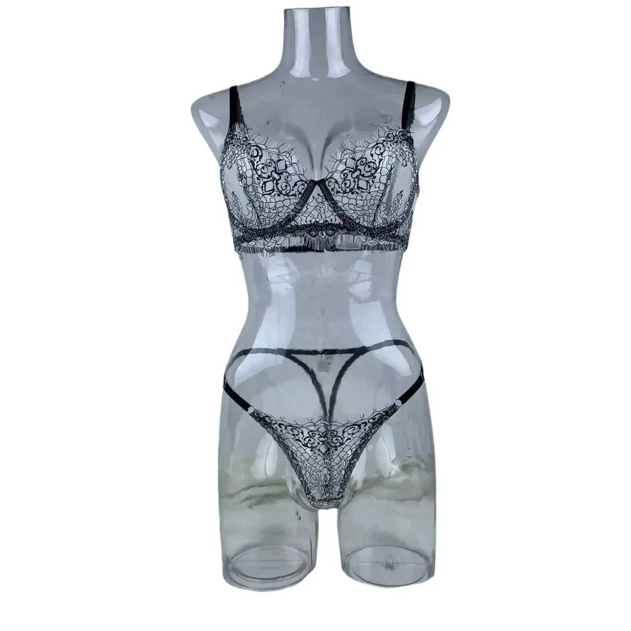 Summer New Pure Desire embroidered lingerie Set French Style Womens Solid Ultra-Thin Gather Bra Lady Perspective Lace UnderwearXJ241205