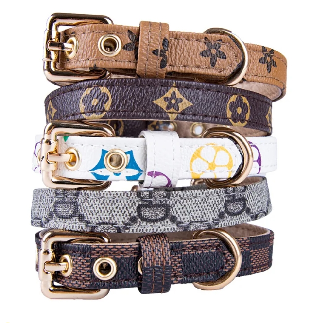 1 Set Dog Collars Leash Classic Presbya Designer Letters Pattern Print Leashes PU Leather Fashion Ca 0103 0110I