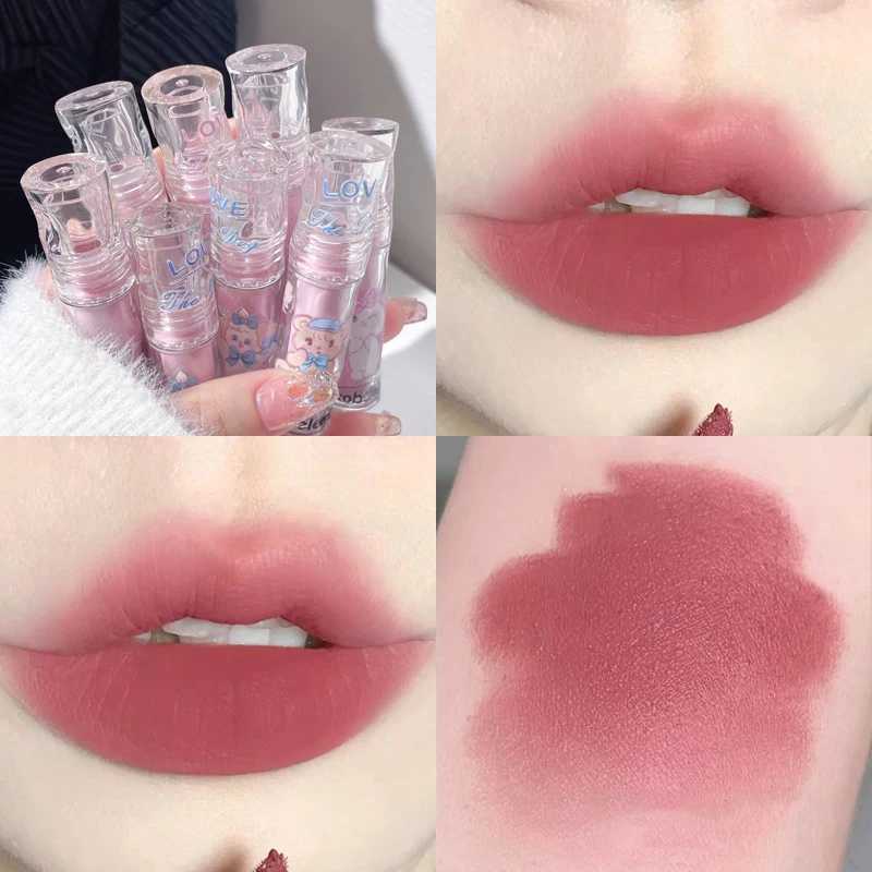 Cute Velvet Matte Cream Lip Gloss Girl Brown Lip Glaze Lasting Lipstick Feather Soft Mist Lip Tint Women Cosmetic Korean MakeupXJ241205