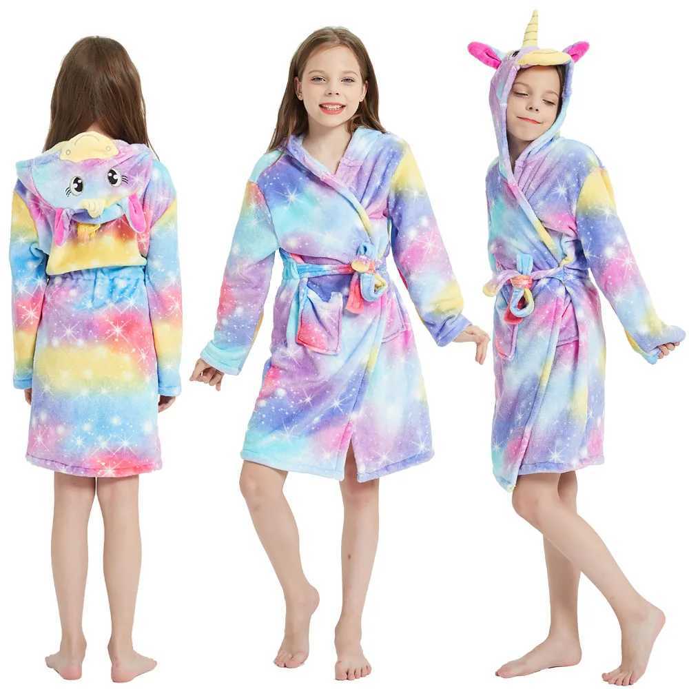 Pajamas Soft Children Flannel Pajamas Autumn and Winter Pajamas for Girl Warm Kids Bathrobe Boy Sleepwear Kids Clothing Homewear 3-14Y H241205