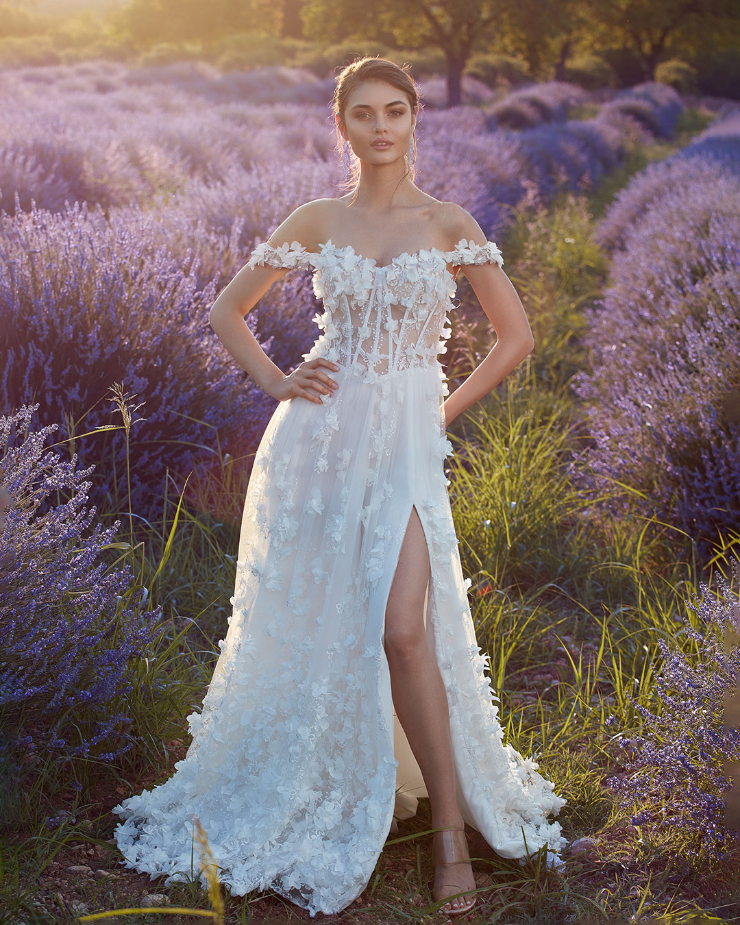 Beaded Charming Prom Dresses Side Split Evening Gowns Off The Shoulder Necke Sweep Train Tulle Special Ocn Formal Wear