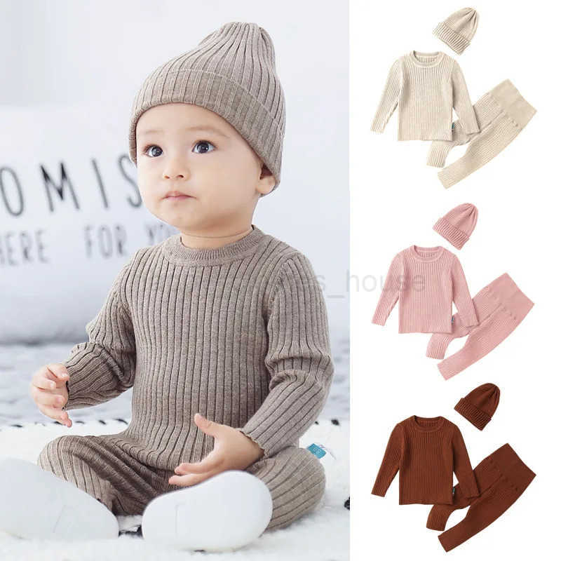3PCS/Lot Baby Clothes Set Boys Girls Soft Knitted Sweater+Hat+Pants Clothing Sets Autumn Winter Infant Baby OutfitsXJ241205
