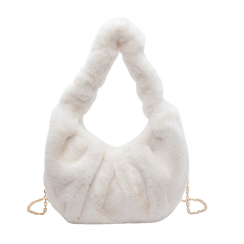 Fashion Plush Underarm Bag Sweet Korean Wrist Autumn Winter New Chain Crossbody Cloud Bag Shoulder Bags 241205
