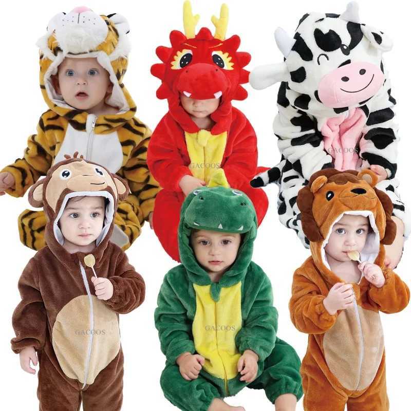 Pajamas Green Dinosaur Costumes Toddler Cosplay Clothes Newborn Baby Rompers Kigurumi Boy Girls Pajamas Animal Cute Romper Hooded Pyjama H241205