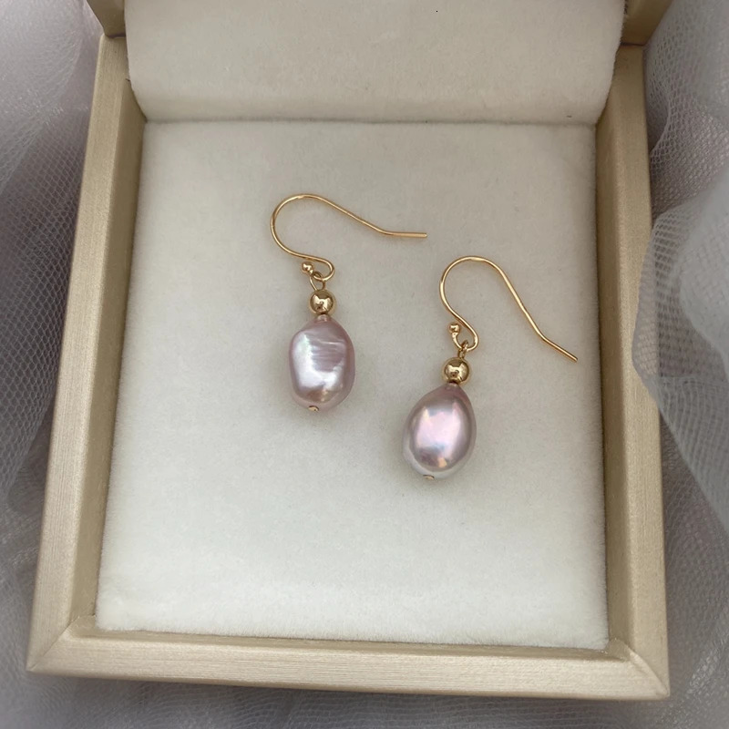Lili Ji Purple Pearl Earrings 925 Sterling Silver Baroque Pearl Pendant Earrings Womens Jewelry Gifts 241205