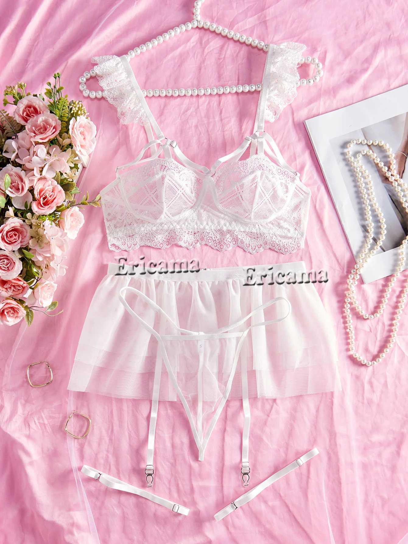 Sexy Lingerie Woman Lace Transparent Underwear Brief Sets Bra Kit Push Up Breves Sets Erotic Bra Set Sexy UnderwearXJ241205