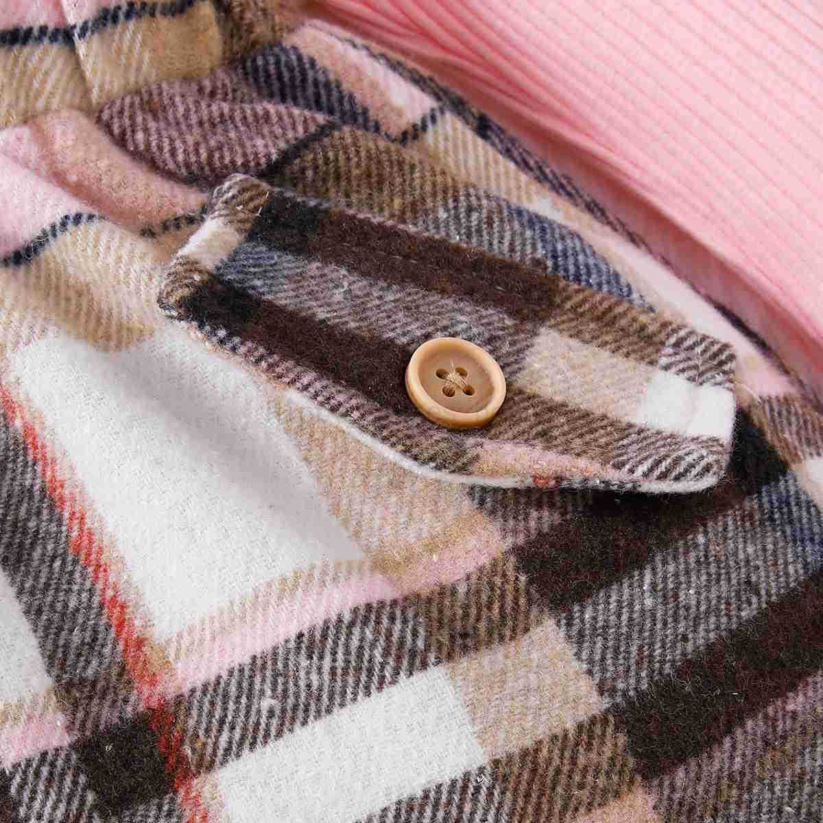 New Spring and Autumn Cute Girl Pink Long sleeved Top Casual Sling Dress Infant and Child Clothing SetXJ241205