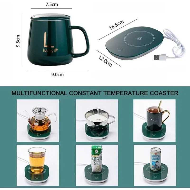 Constant Temperature Cup Creative Heating Coffee Mug Warmer Smart Vacuum Cup 55 Explosion Proof Heater Gift Set for Home OfficeXJ241205