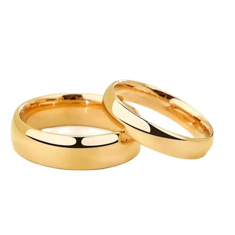 Simple 2/4/6/8mm stainless steel wedding ring gold smooth womens couple ring fashion jewelry W241205