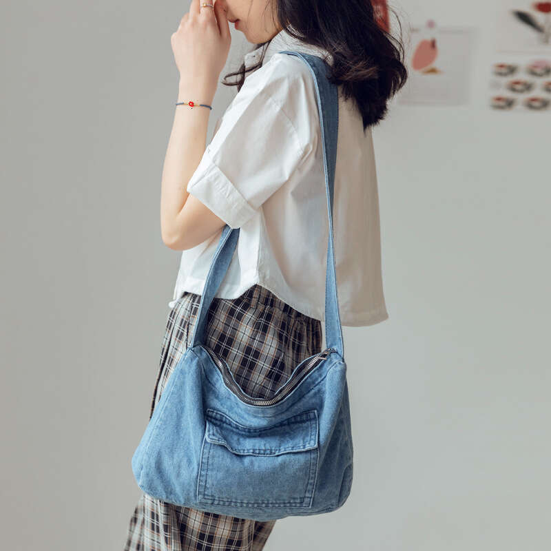 Denim Bags Material Women's Crossbody Simple Fashion Students Classes Shoulder School Bag