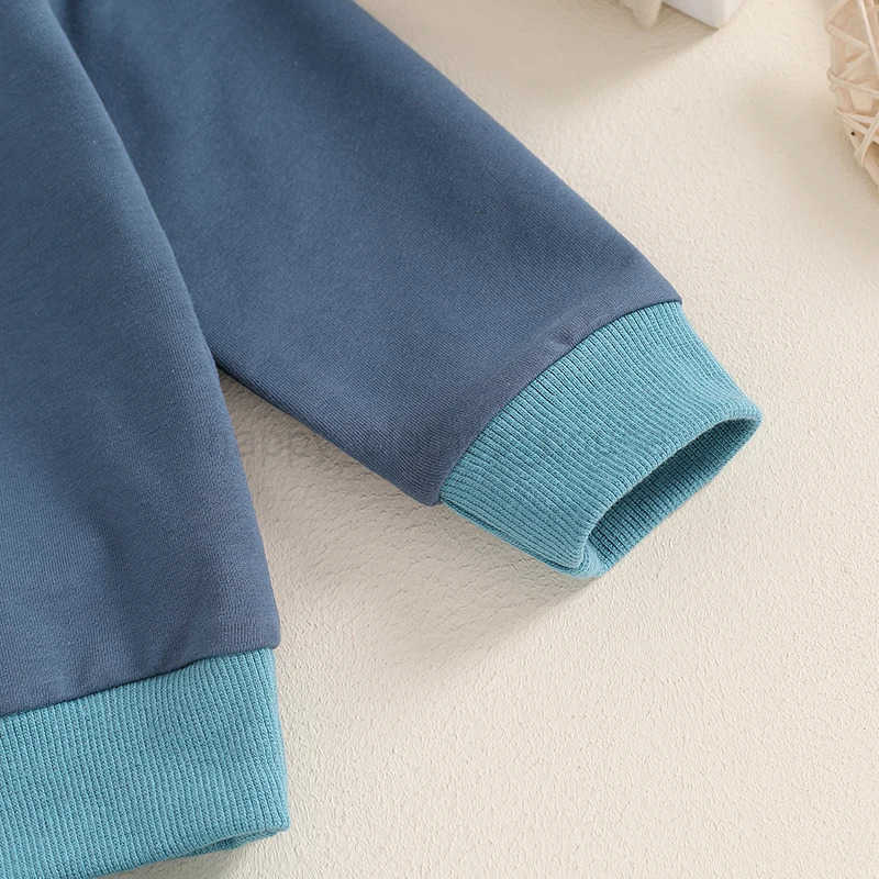 Toddler Boys Girls Tracksuit Outfit Contrast Color Long Sleeve Round Neck Sweatshirt Elastic Waist Trousers 2Pcs Sports SetXJ241205