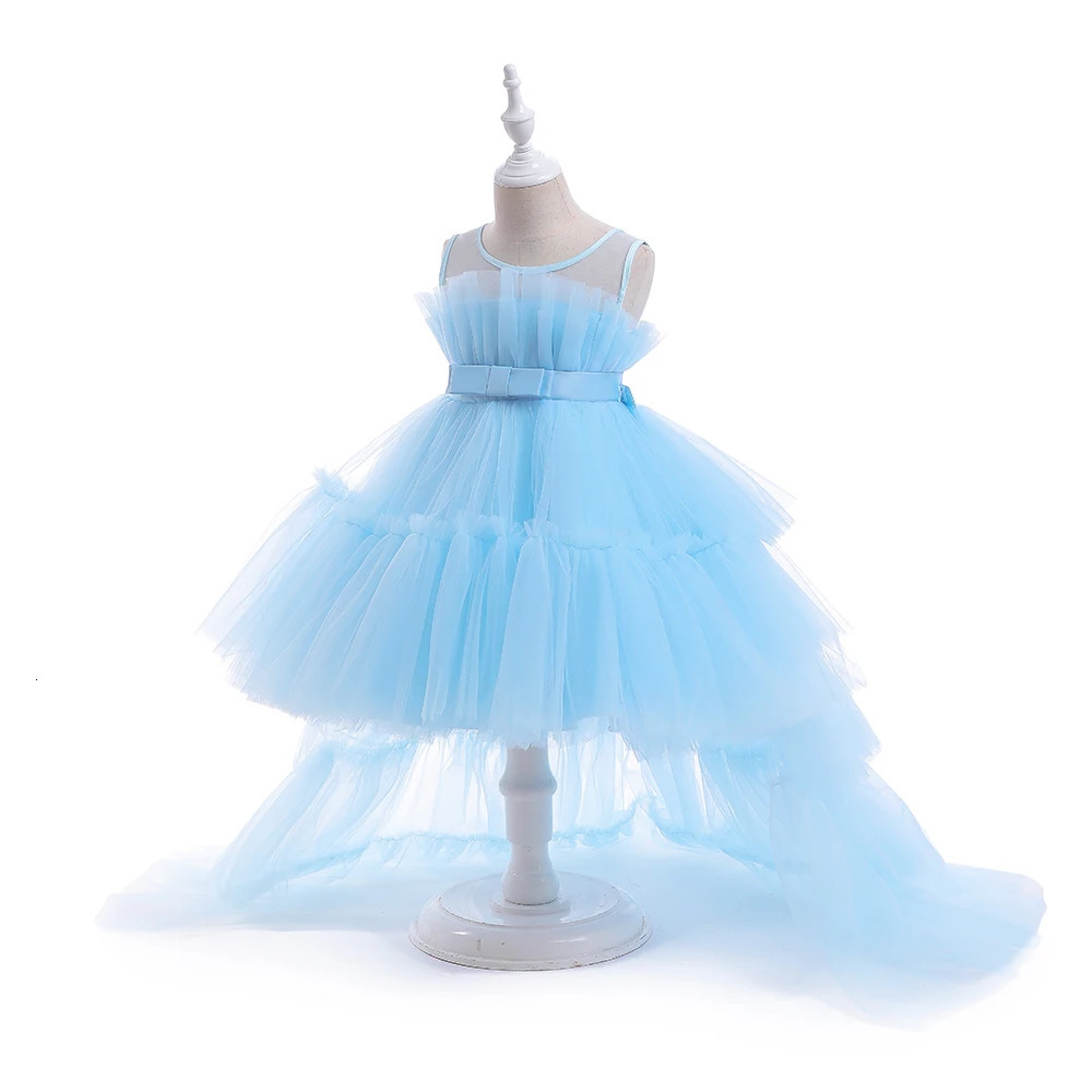 Summer Pink Trailing Lace Baby Girl Dress Toddler 1st Birthday Party Princess Dresses for Girl Formal Puffy Wedding Gown Vestido 241204