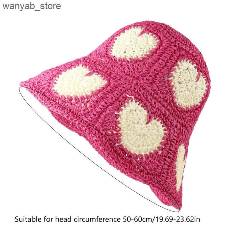 Cloches Western style straw hat hand woven retro heart-shaped colorful L240910 L0910