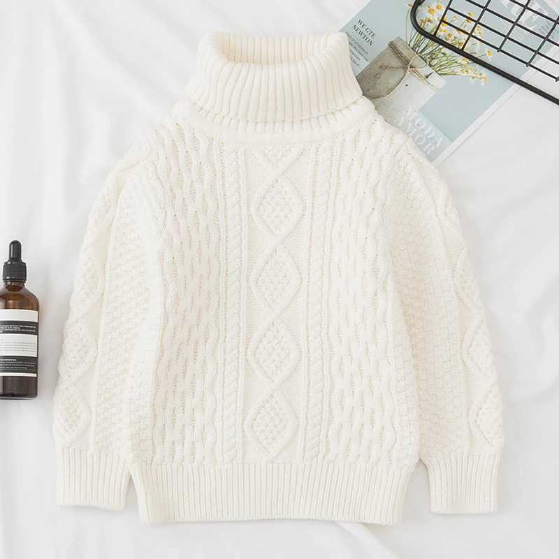 Spring New Baby Boys and Girls Sweater Turtle Neck Solid Color Baby Childrens Sweater Soft Long Sleeve Turtle Neck Winter Sweater W241205