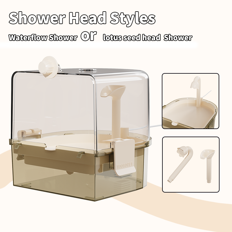 Indoor Water Circulation Bird Baths,Hanging Parrot Bath for Cage,Bird Accessories for Cages,Parrot Shower Box for Lovebirds,Parakeet,Conure, Cockatiel