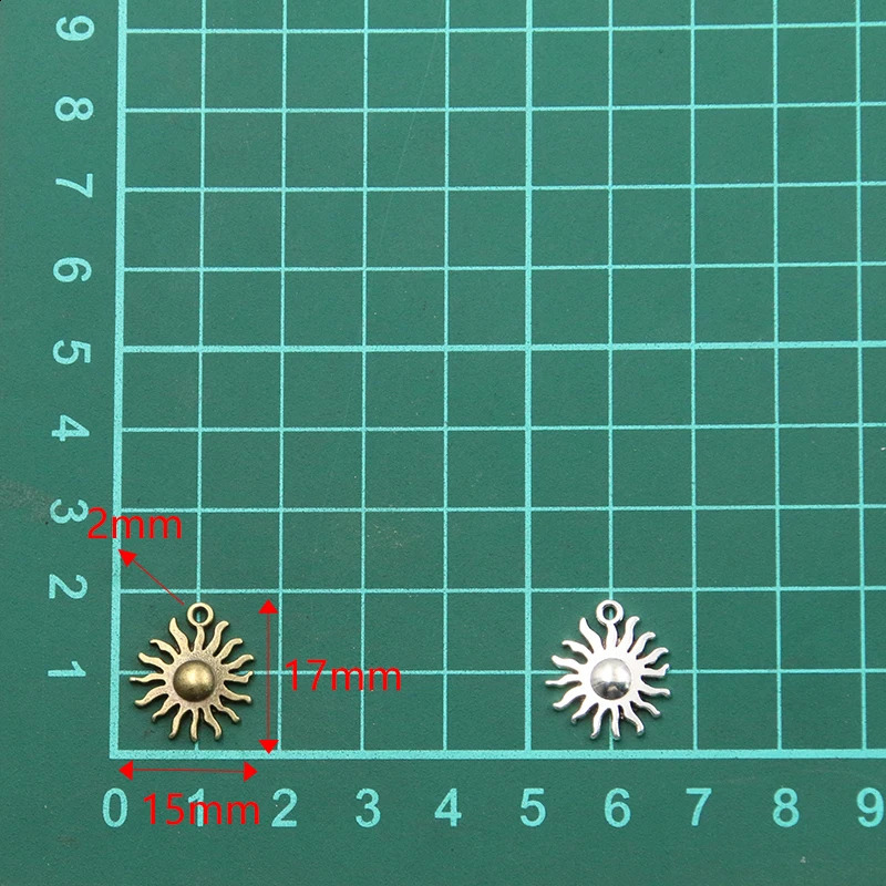 30Pcs 1517mm 2 Color Wholesale Small Sun Charms Nature Pendants Handmade Decoration Vintage For DIY Jewelry Making Findings 241122