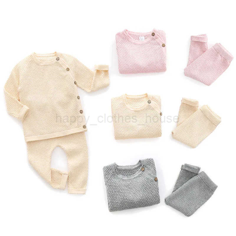 Baby Clothes Sets Ensembles Cotton Spring Newborn Boy Girl Infant Clothing Tops And Pants Knitted Sweater Baby Pajamas SetsXJ241205