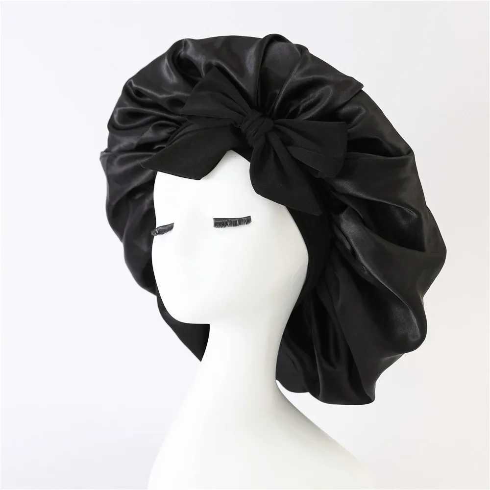 Women Satin Bonnet Solid Sleeping Hat Stretchy Tie Band Elastic Night Shower C Adjustable Hair Head Cover Bonnet for WomenXJ241205