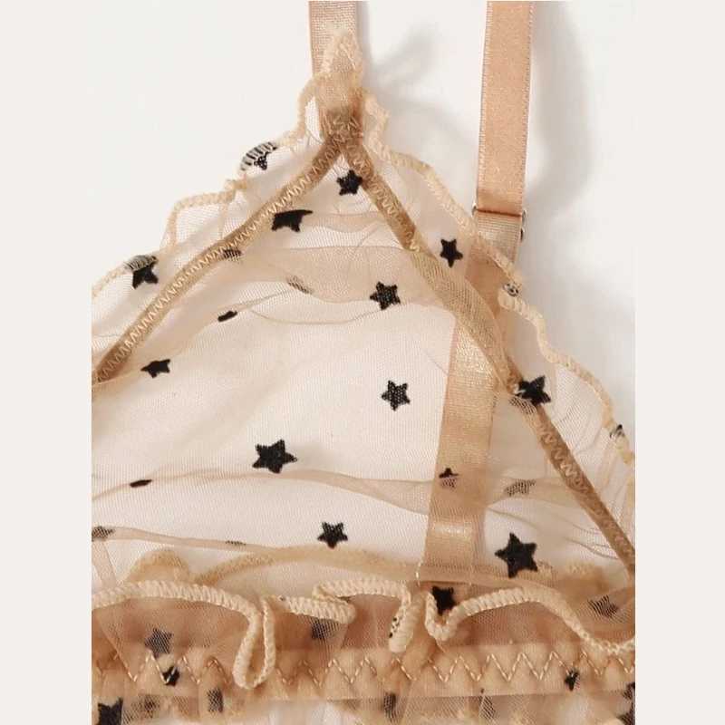 Sexy underwear women set Floral Embroidery Sheer Mesh Lingerie Set no bra Backless Bralette sexi Intimates lace bra setXJ241205