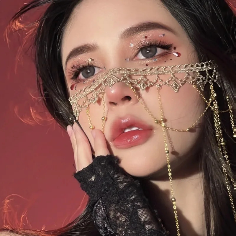 Curtain Fringe Headdress Mask Jewelry Super Fairy Accessories Western Region Lace Dancer Tiara 241122